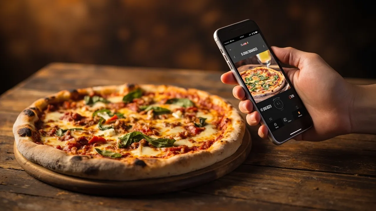 Pizzakarton mit frischer Pizza, bereit zur Lieferung