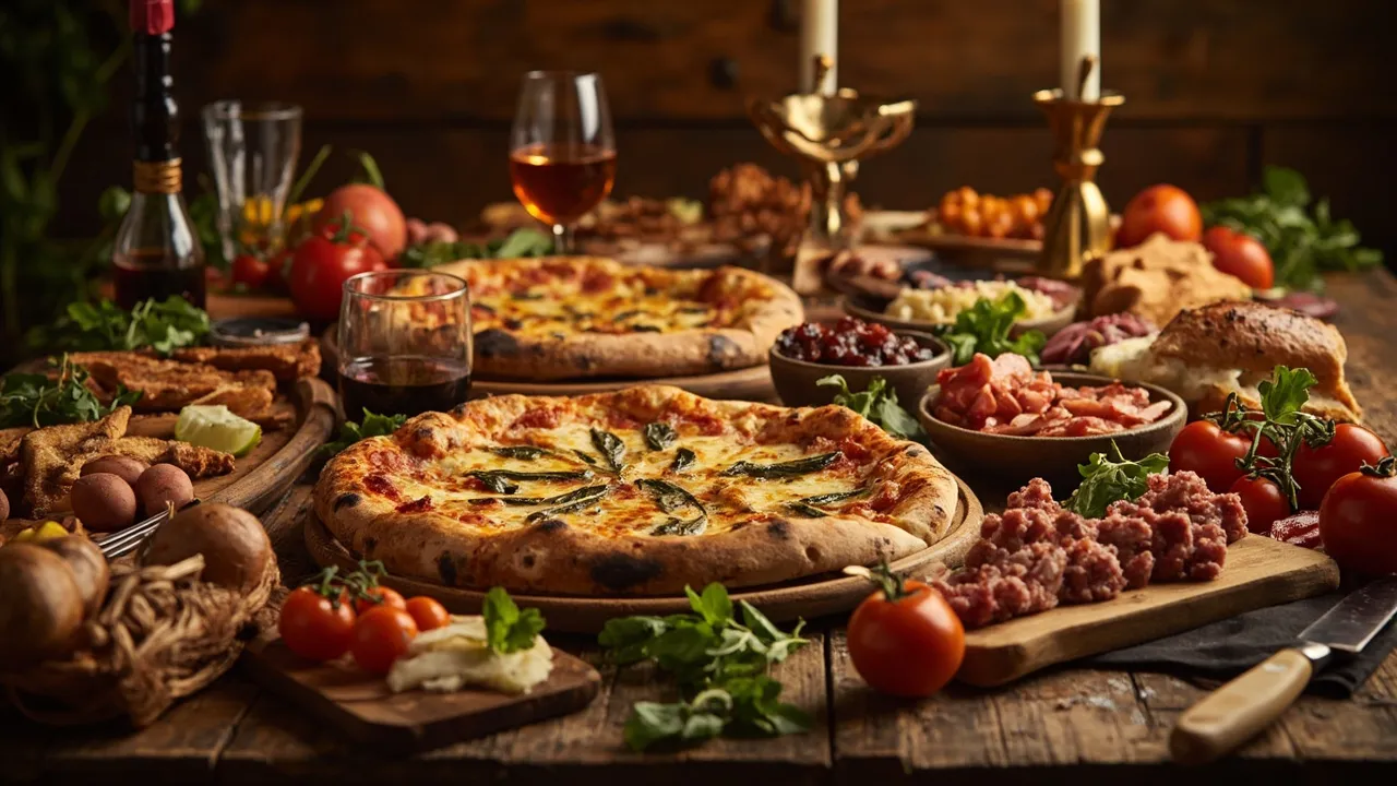 Belegte Pizza mit Rucola, Parmaschinken und Parmesanspänen, frisch aus dem Ofen